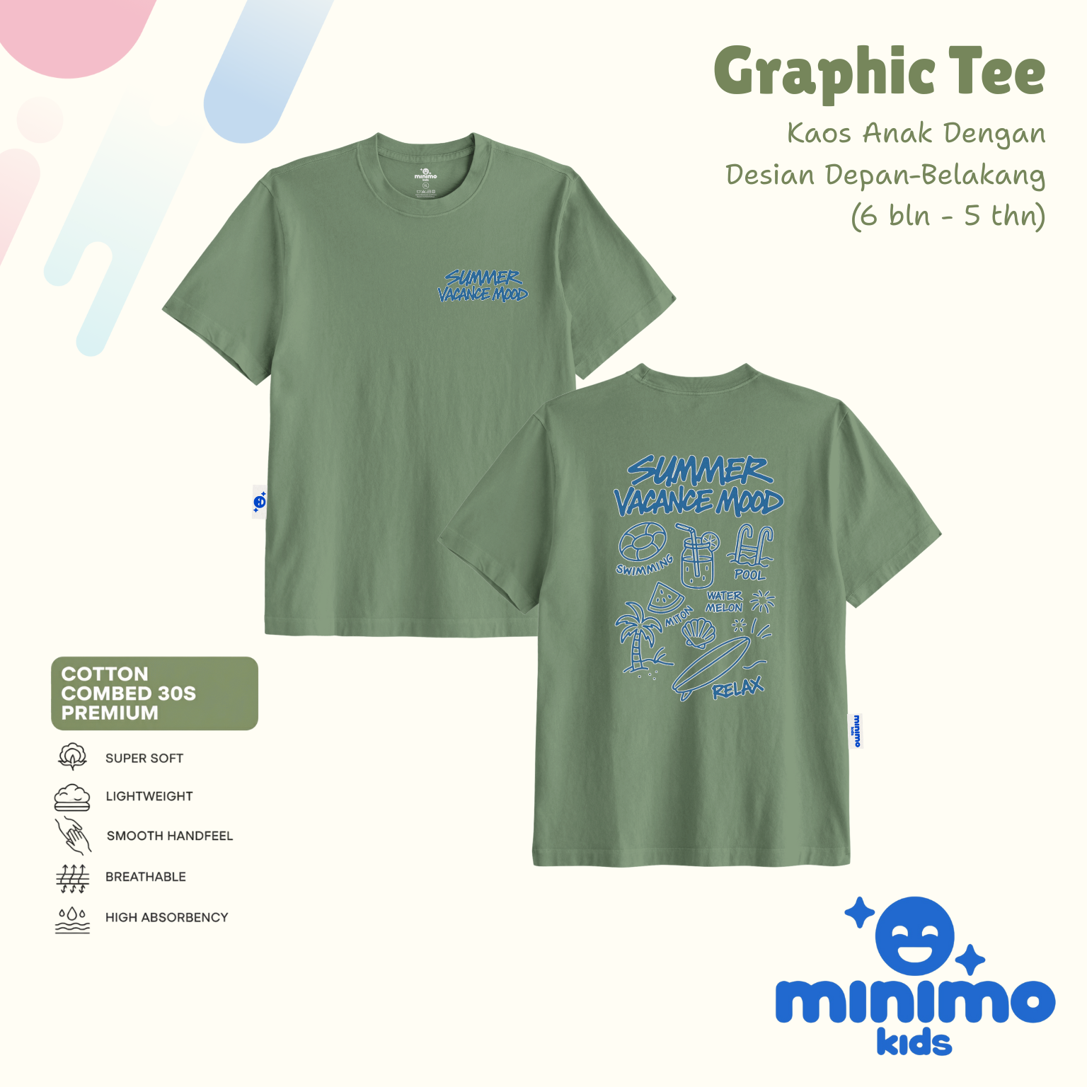 Basic Tee Minimo Kids - Mineral Green